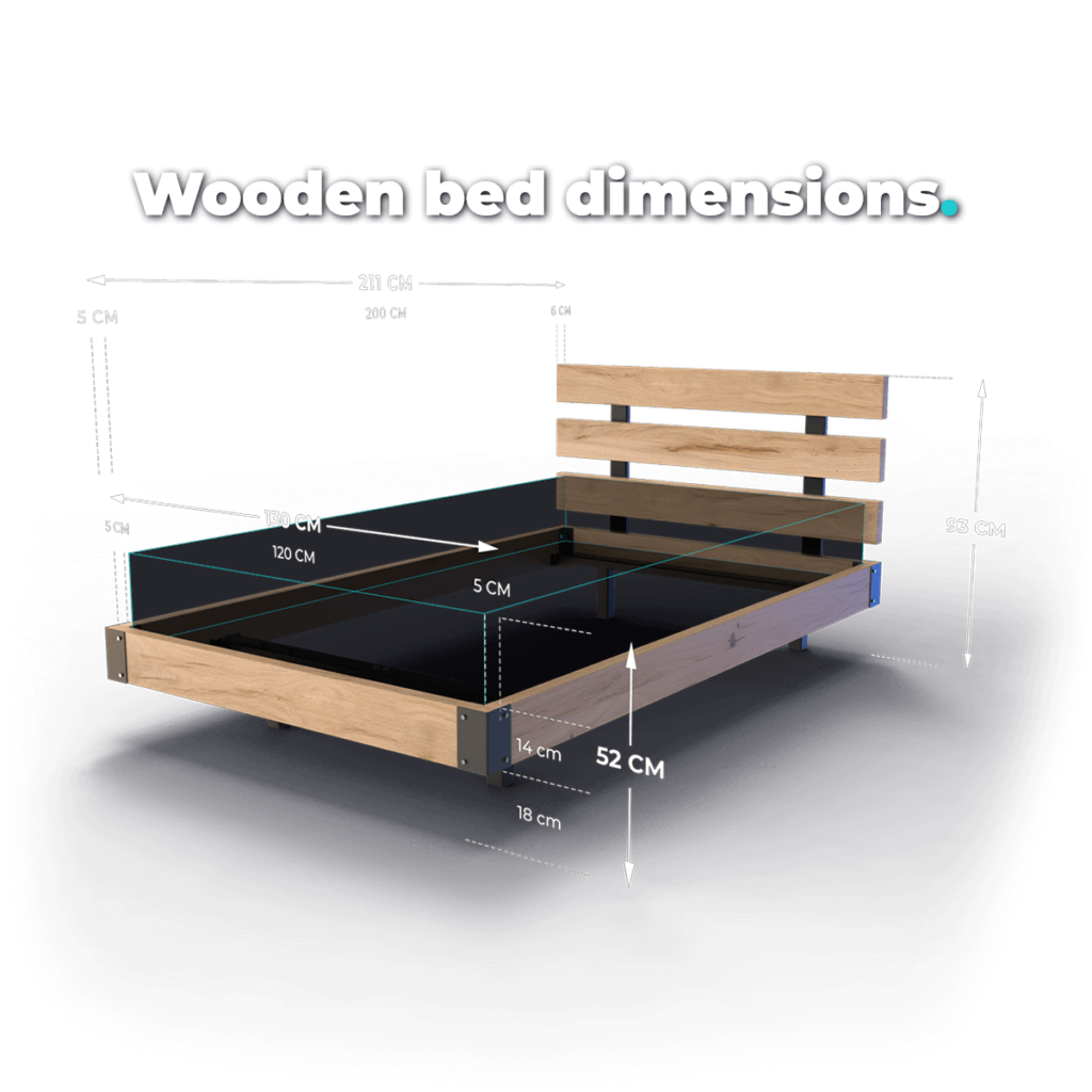 Wooden bed dimensions - 120x200 cm