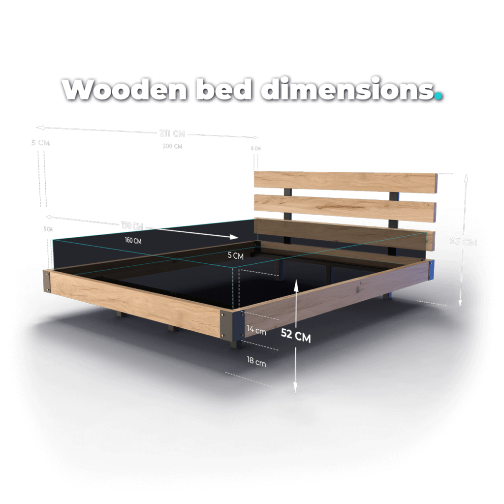 Wooden bed dimensions - 160x200 cm