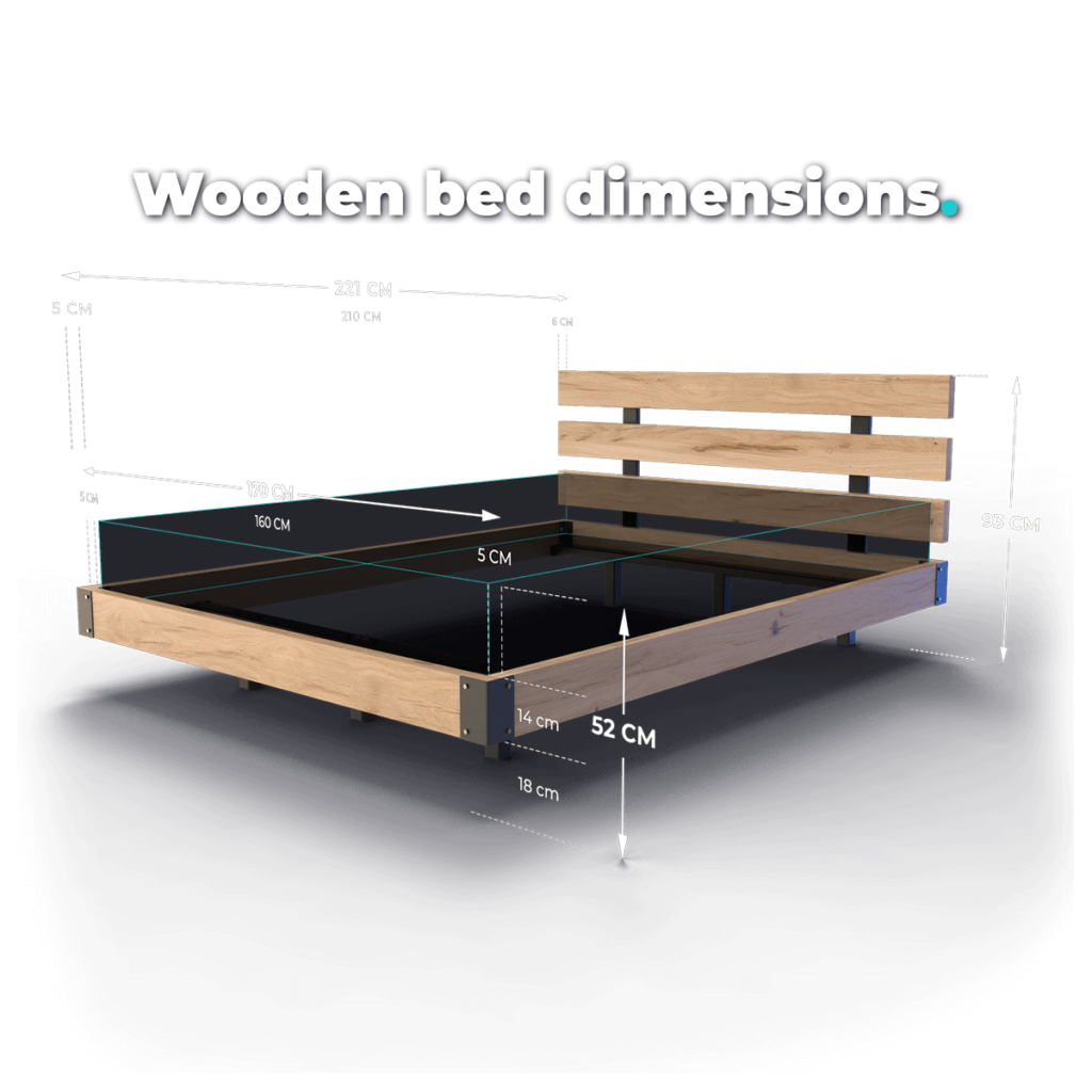 Wooden bed dimensions - 160x210 cm