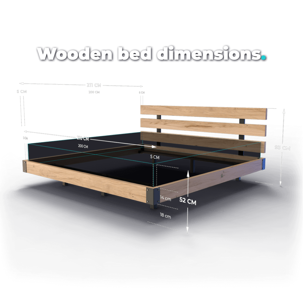 Wooden bed dimensions - 200x200 cm