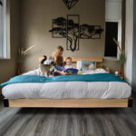 Wooden bed in bedroom - 180x200 cm